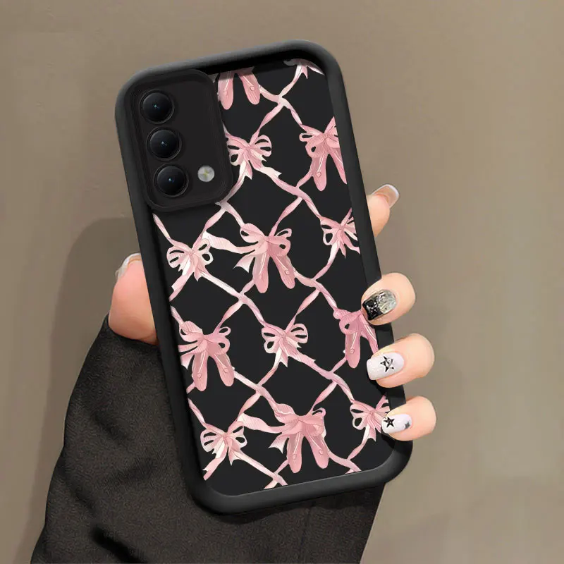 Casing pelindung lensa kamera, sarung HP untuk OnePlus 8T 10R 11 ACE2 3 Pink pita motif tahan guncangan silikon penutup lembut Funda