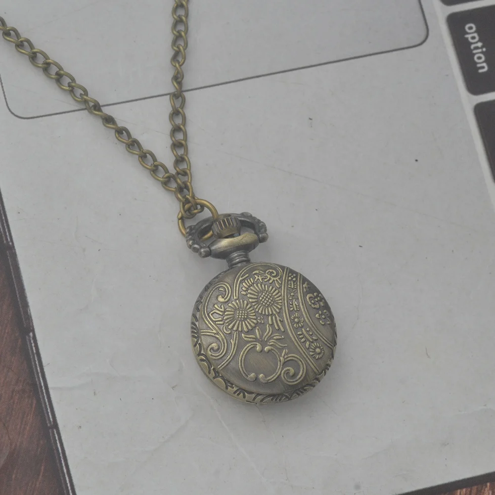 

Карманные часы бронзового цвета с цветочным узором, в корпусе в стиле хантер, для женщин, часы-кулон