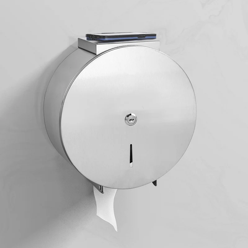 

Bathroom Stainless Steel 304 Wall Mounted Toilet Paper Holder Roll Paper Dispenser Waterproof Tissue Storage Shelf Rack