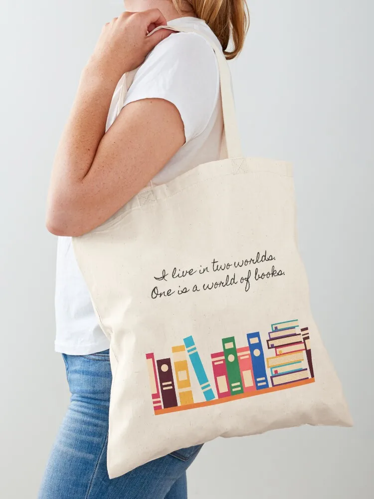 

A World of Books - Teal Tote Bag female bag shopper bags for women custom tote bag Gift bags
