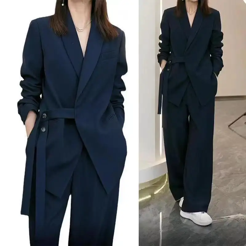 Suits for Women Jacket Blazer Casual Y2K Korean Style Clothes 2 Pieces Sets Loose Office Suit Woman Clothing Wide Leg Pants
