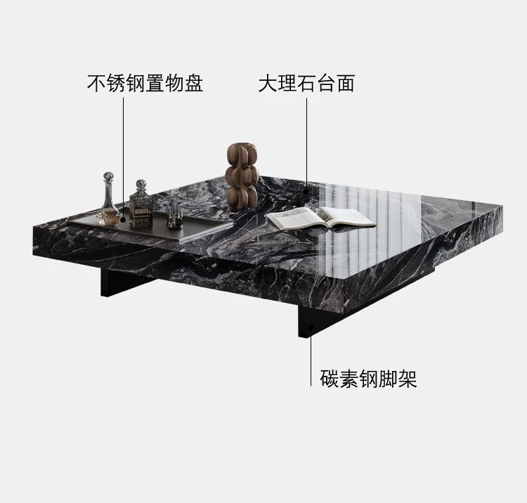 Natural marble coffee table square Venice brown