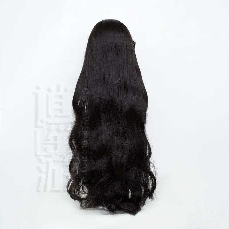 리버스: 1999 이솔데 코스프레 가발 시뮬레이션 두피 탑 블랙 웨이브 할로윈 선물