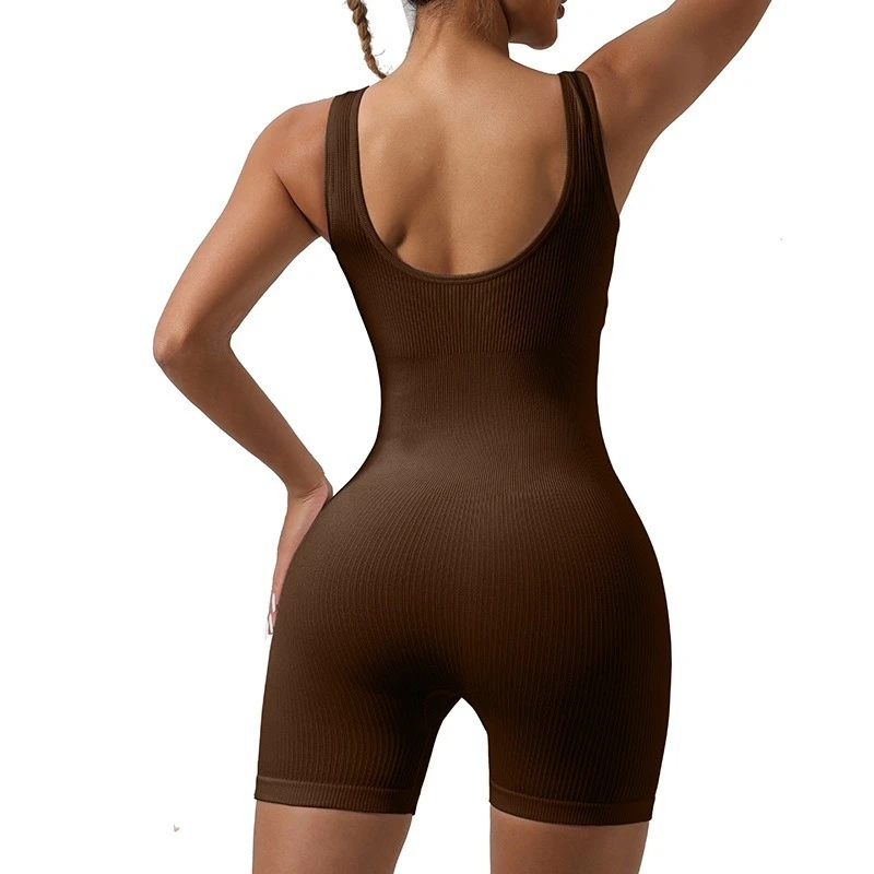 Summer Hot Seamless Bodysuits for Women Tummy Control Rompers One Piece Sexy Sleeveless Backless Yoga Sets Hip Lifting Jumpsuits image 4