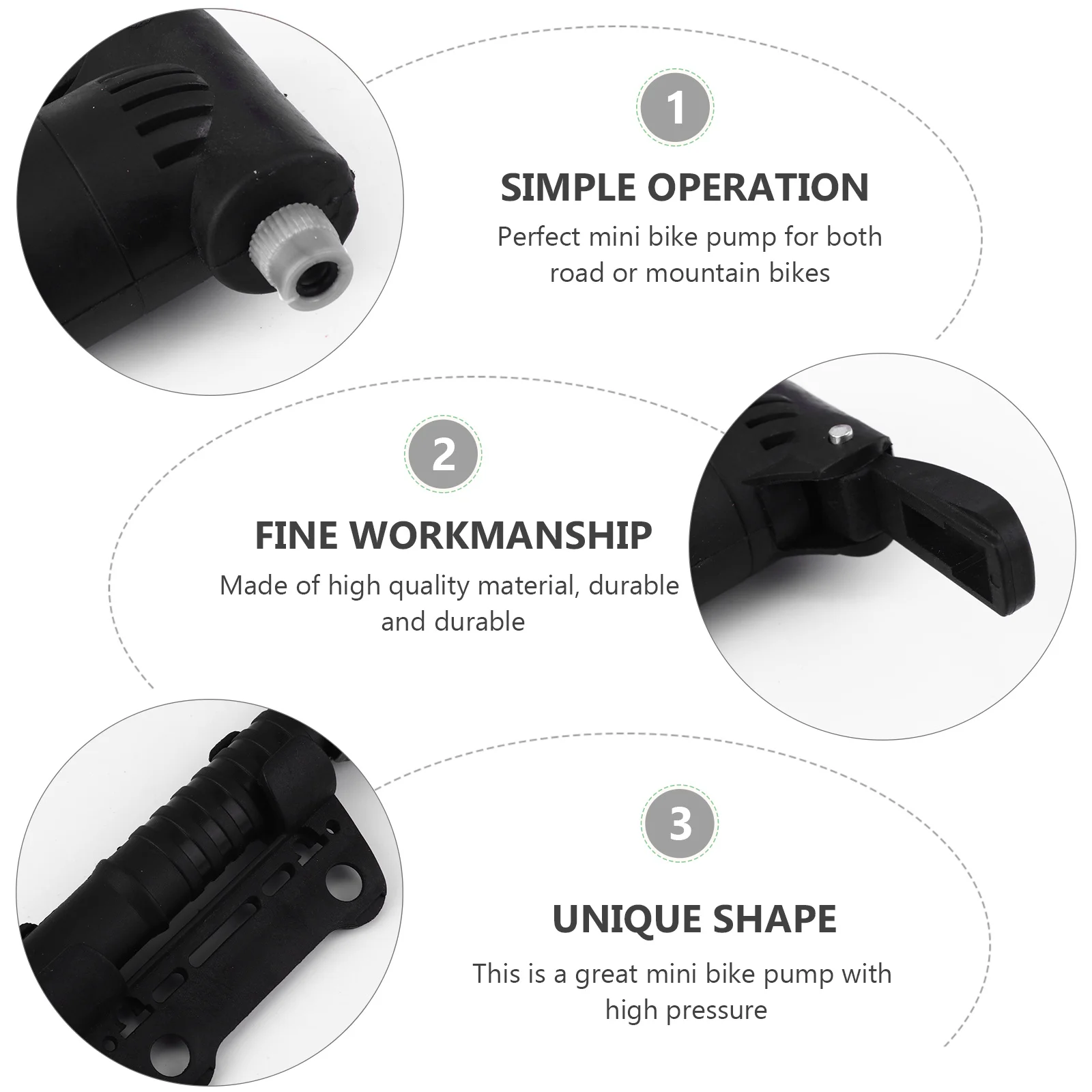 

2Pcs High Pressure Mini Bike Pump Fast Inflation Portable Compact Tire Inflator Bicycle Accessories Ball Needle Pump