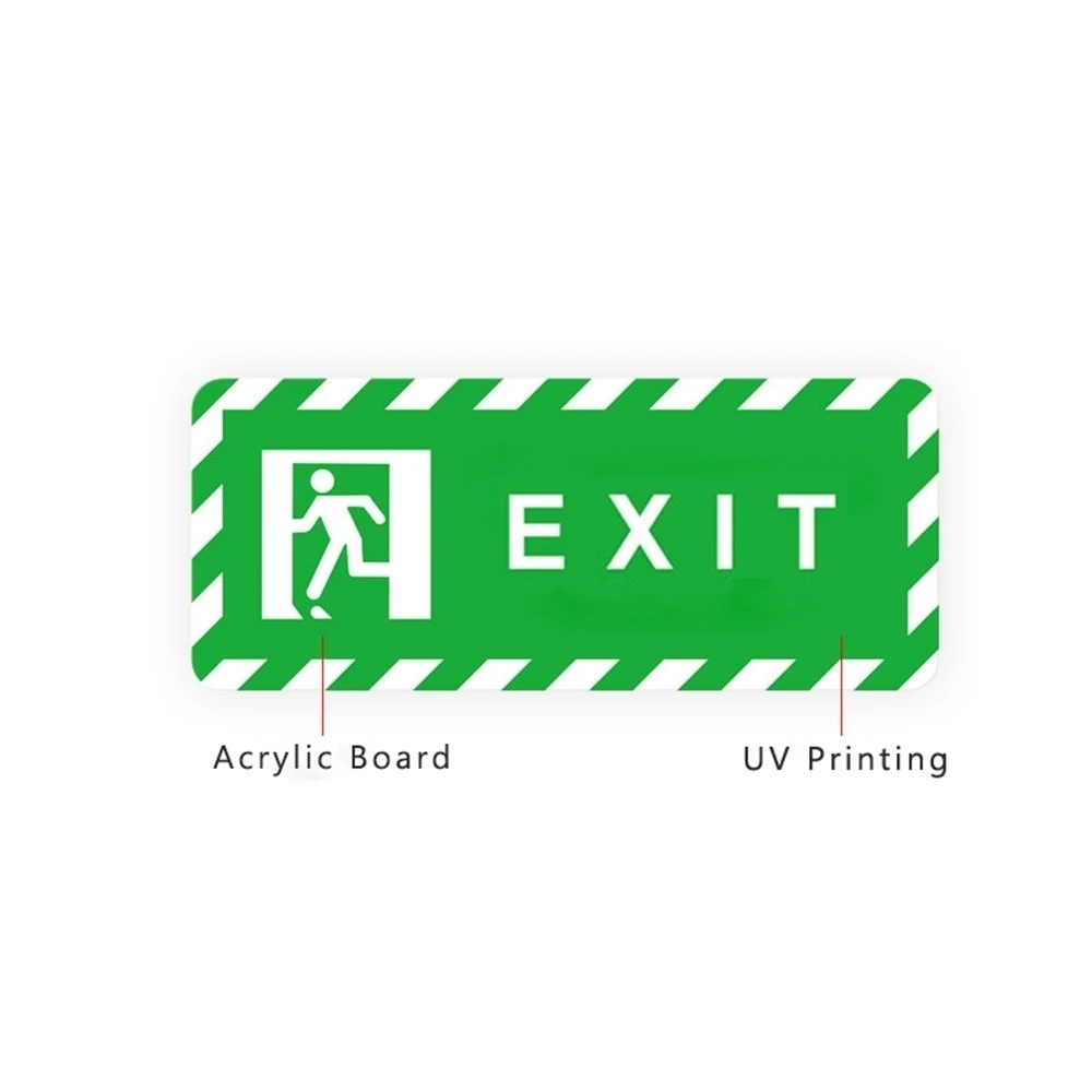 Acrylic Signboard Custom Customization Uv Printing Letter Icon Logo Wall Safety Exit Sign Plate Wall Sticky Signage Board