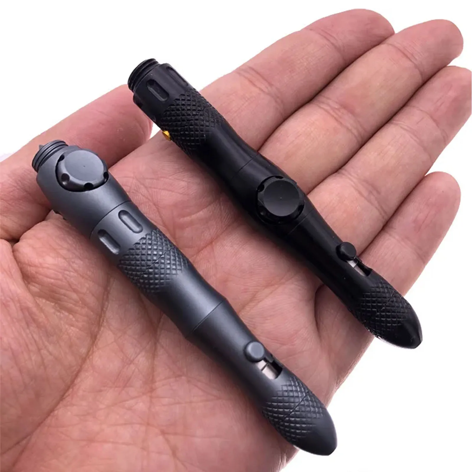 Bolígrafo Fidget EDC para equipo táctico con interruptor de vidrio, luz LED, bolígrafo de escritura, cuerpo de aluminio de grado aeronáutico