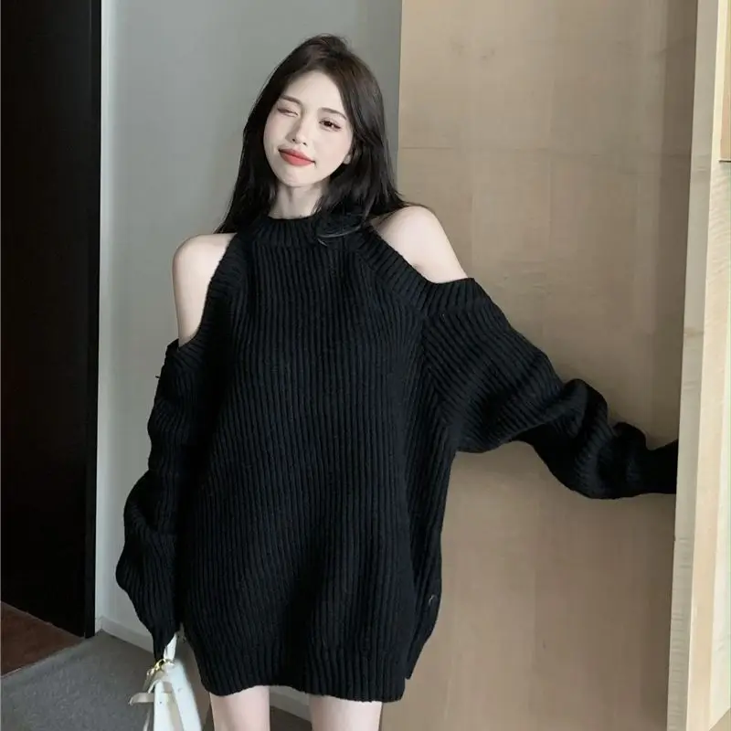 

Женский вязаный свитер с круглым вырезом и однотонной расцветкой, новинка весенней коллекции, свободный крой, в корейском стиле, для ношения поверх одежды, Ropa Para Mujer