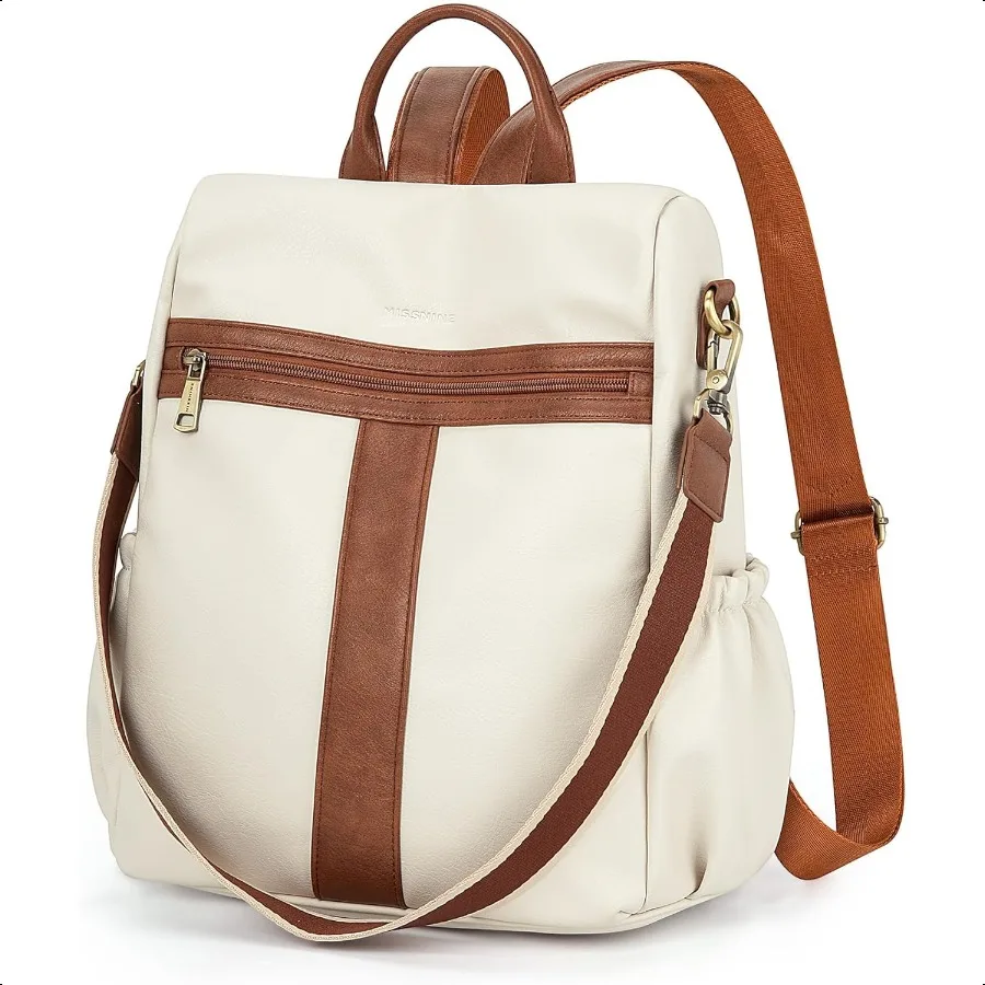 

Backpack Purse for Women PU Leather Antitheft Backpack Ladies Convertible Satchel Bags Shoulder Bag for Travel Work Trip Brown+