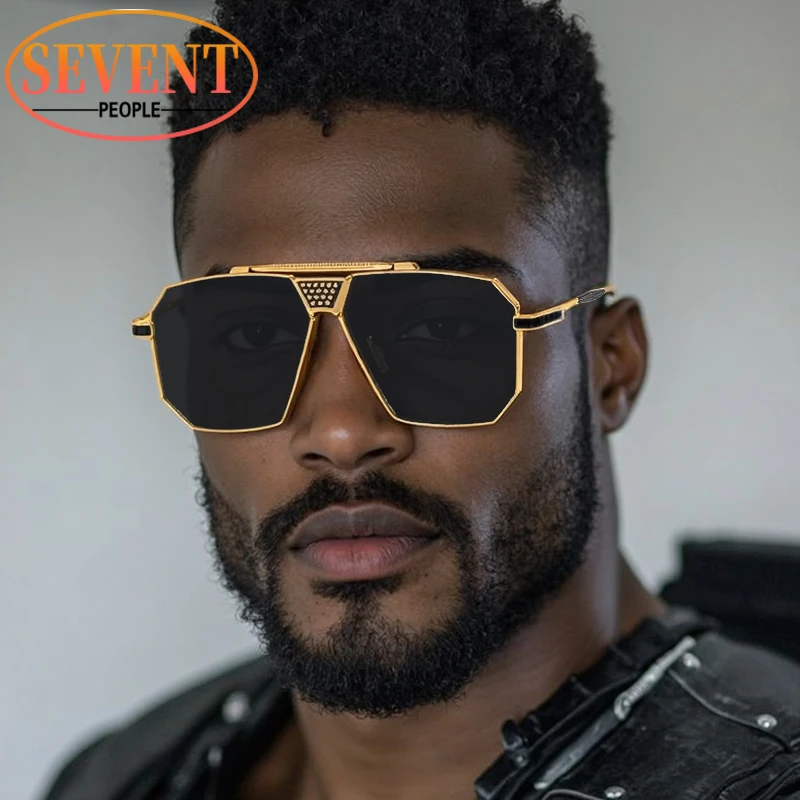 

Steampunk Oversized Square Sunglasses Men 2025 Luxury Brand Vintage Punk Outdoor Driving Sun Glasses Fashion Metal Shades UV400
