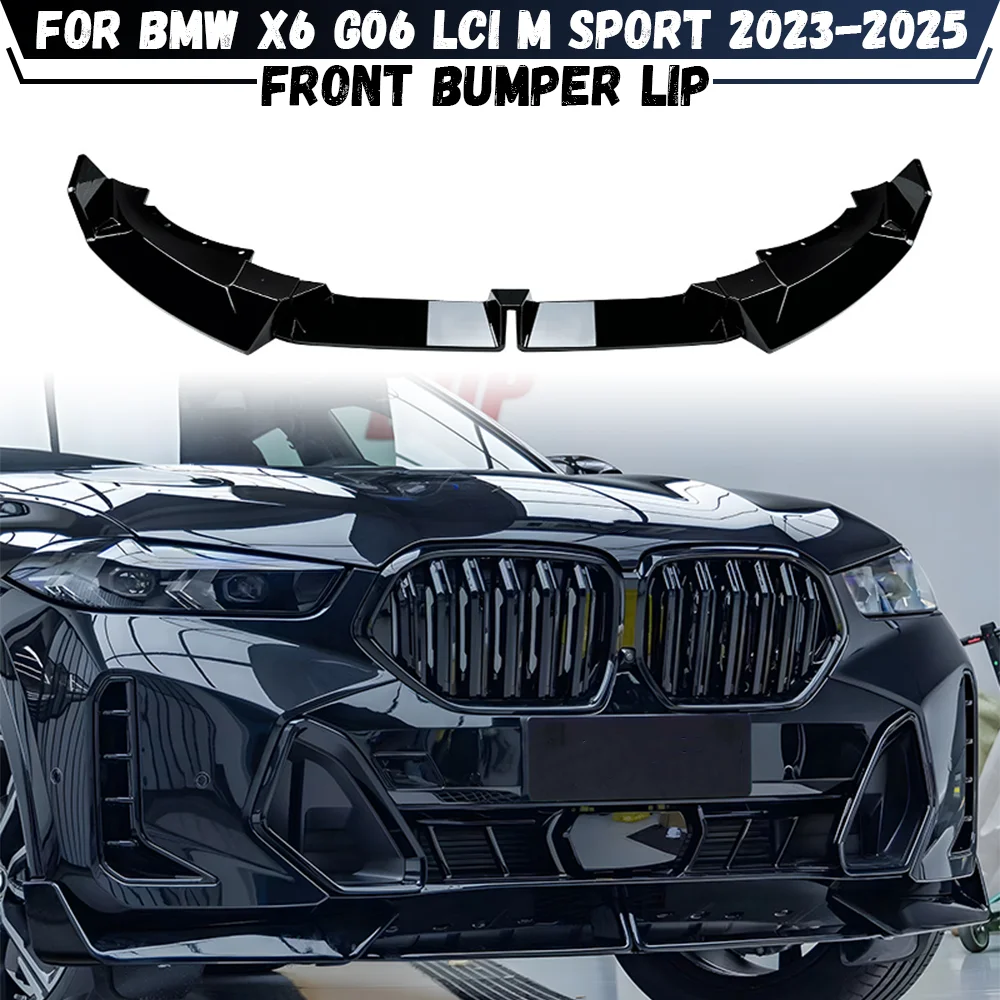 

Front Bumper Lip Chin Diffuser Body Kit Spoiler Deflector Tuning For BMW X6 G06 LCI 0d 40i 40d M60i M Sport 2023 2024 2025