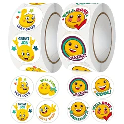 500Pcs/Roll Cartoon Funny Smile Face Expression Reward Stickers 8 Designs 2.5cm/1.0in Round For PC Pad Fridge Gift Diy Decor