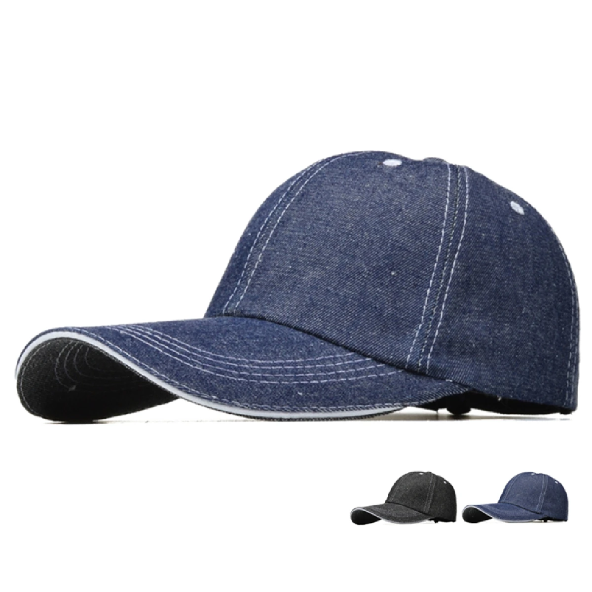 Long Brim Baseball Caps for Men Women Denim Sun Outdoor Dad Hats Solid Trucker Hats