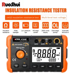 RuoShui 60B+ Digital Insulation Resistance Tester 1000V DC AC 2000m Ohm High Voltage Short Circuit Input Alarm Insulation Tester