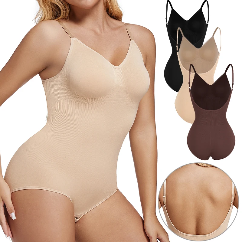 Backless Bodysuit Shapewear Women Tummy Control Body Shaper Camis Top Slimming Briefs Thongs Shaping Underwear Seamless