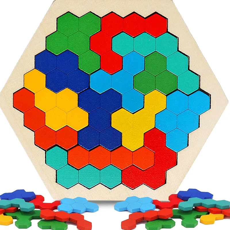 Puzzle versatile in legno a nido d'ape per ragazzi e ragazze, giocattolo puzzle per l'educazione precoce con mosaico colorato