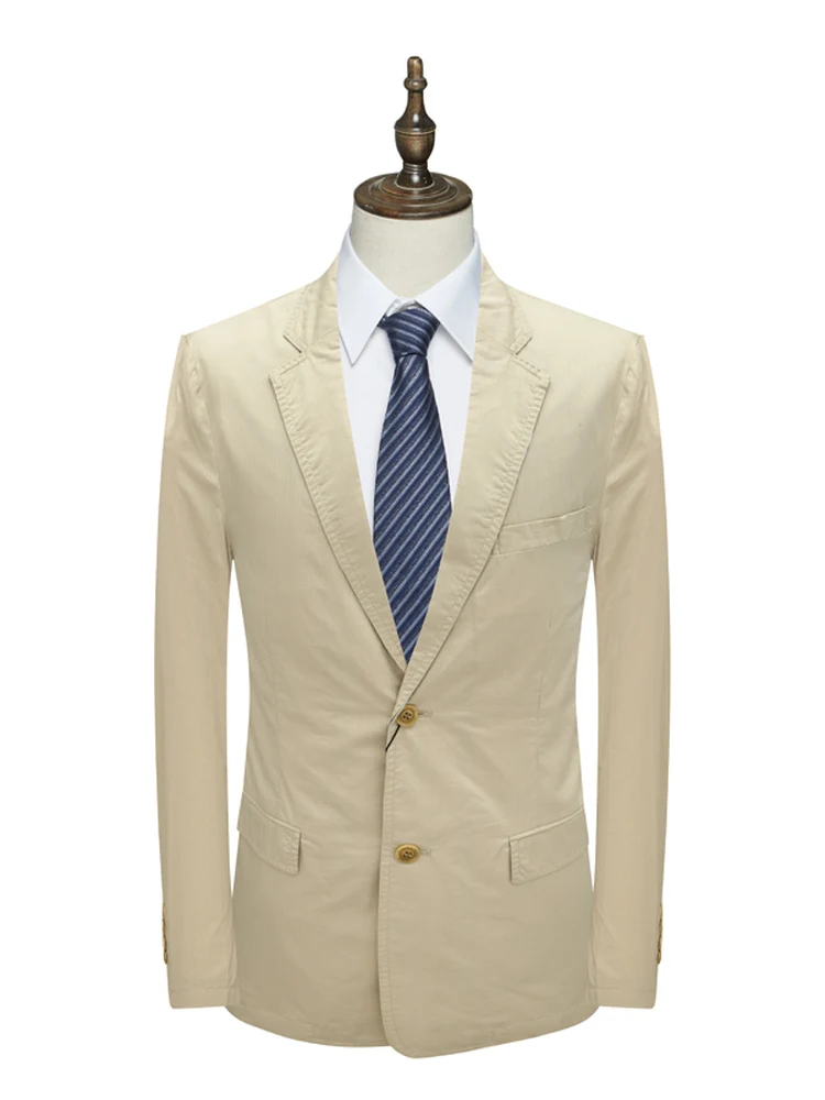 

Busin Мужской костюм SL5 idong Весна Осень Хаки Хлопок с двумя пуговицами Сплит Ba Повседневный костюм Faion Ci Sle Long Sve