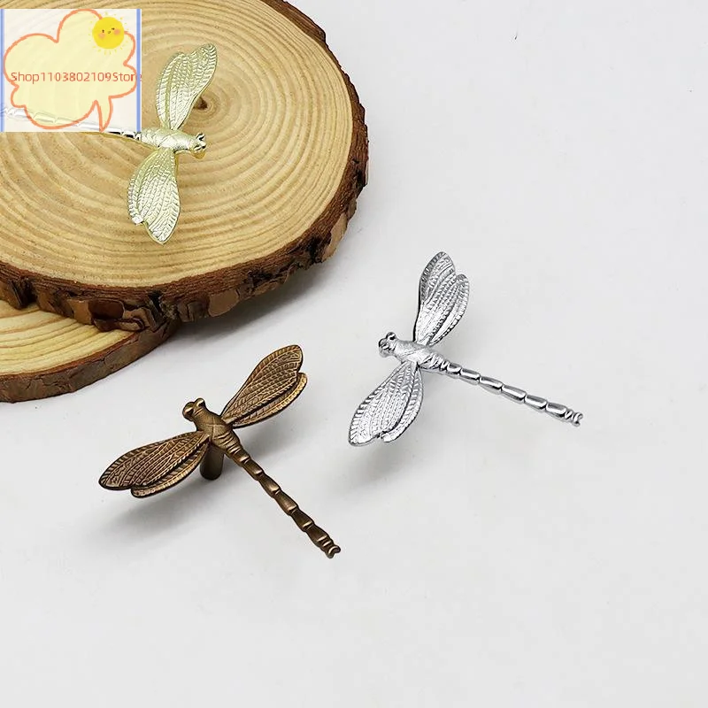 【HT】Retro Dragonfly Furniture Drawer Knobs Vintage Metal Cabinet Handles for Kitchen Cupboard Dresser Wardrobe Home Improvement
