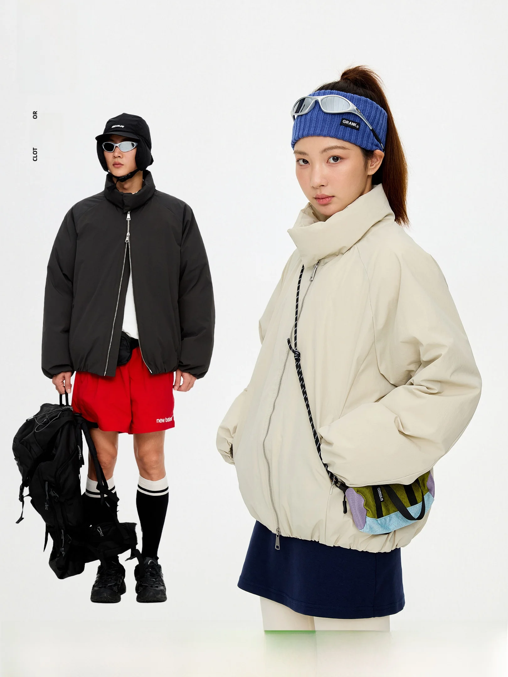 

Warm Cotton Jaet Women's Sle Double Zipper Simple Stand Collar Bule Design Winter Outerwear Thiened Long Sve Coat