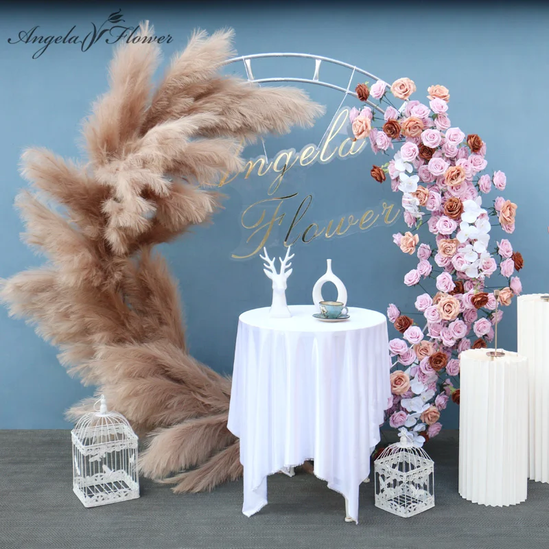 White Pampas Grass Rose for Wedding, Floral Arrangement, Arch Decor, Hanging Flower Row, Event Party Backdrop, Window Display