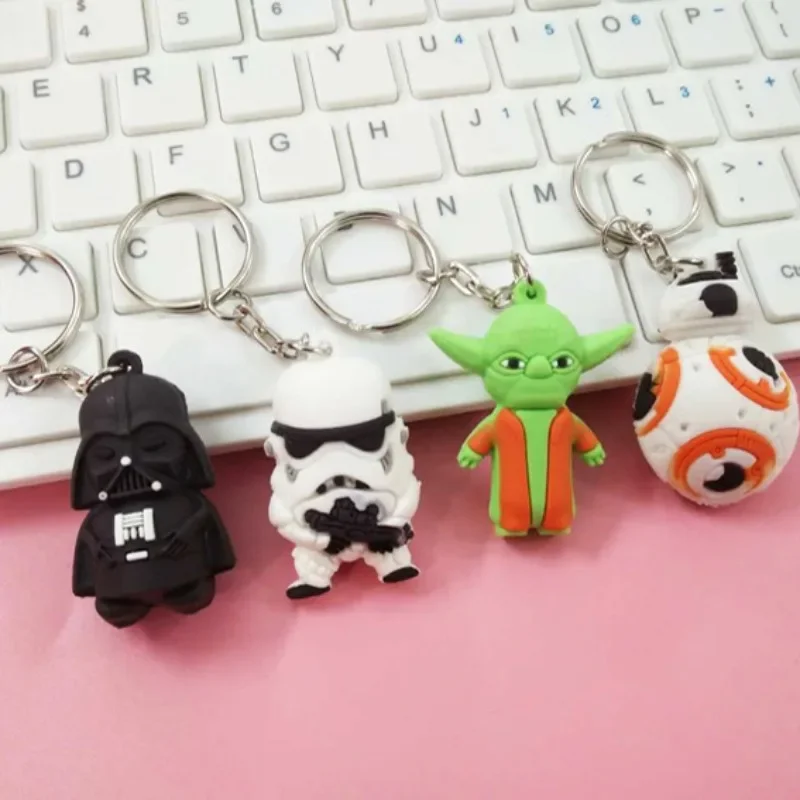 Star Wars DV Keychain Anime Cartoon Mandalorian Figure Model Master Yoda Cute Key Chains Bag Pendant PVC Kids Gift 4CM Keyring