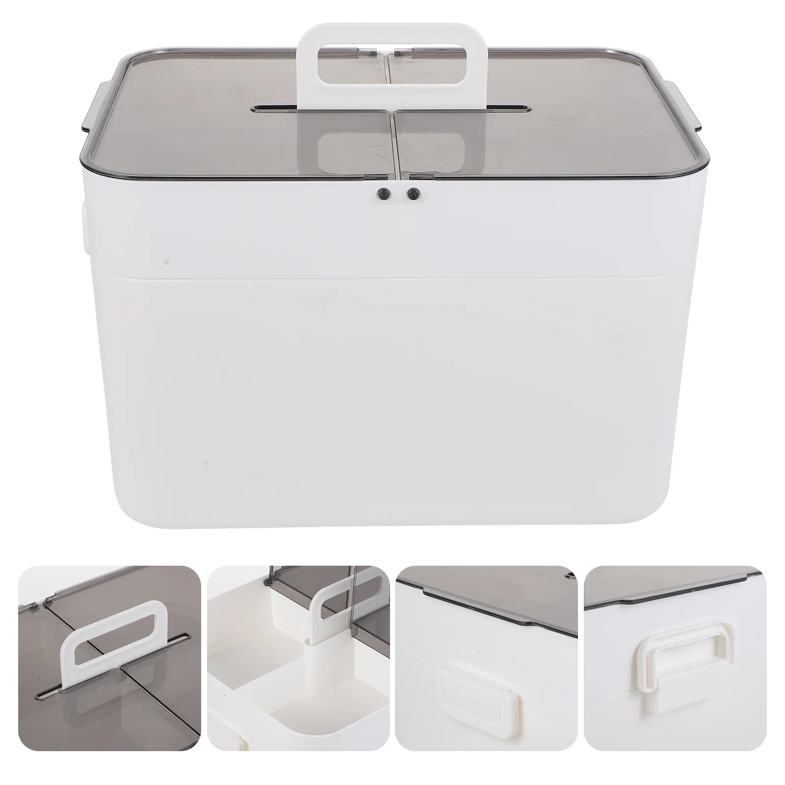 1 قطعة صندوق دواء واسع خفيف الوزن للإسعافات الأولية طبقة مزدوجة مقصورات منفصلة مقبض قوي للمنزل والمكتب في الهواء الطلق #1