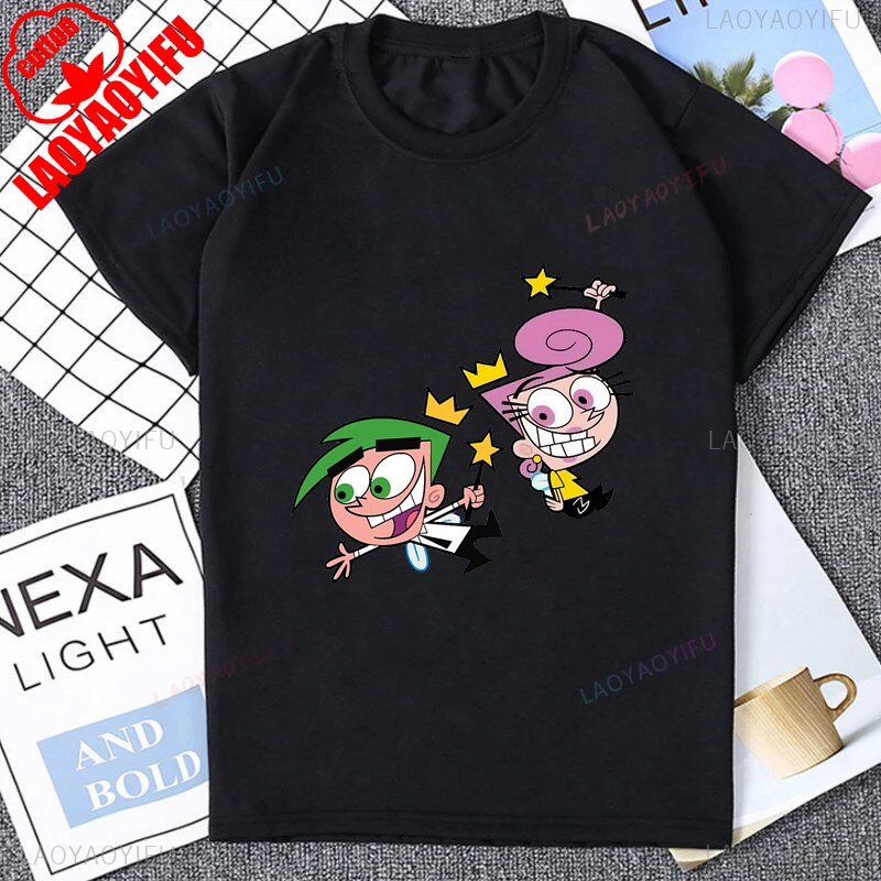 The Fairly Oddparents الموسم 1 الكرتون تي شيرت مضحك تيمي واندا كوزمو الجرافيك موضة القطن تي شيرت Harajuku Y2k للجنسين تيز #4
