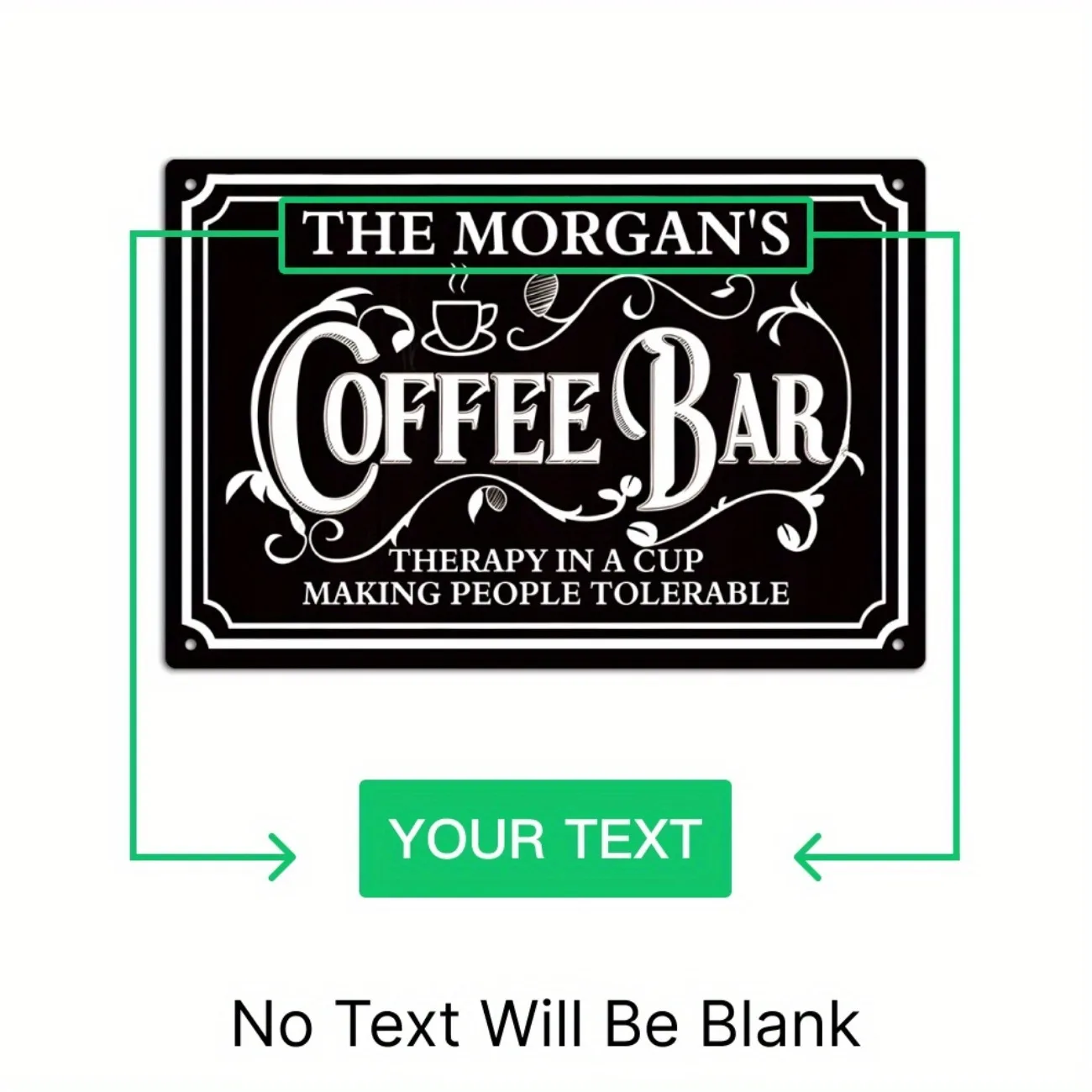 1pc Personalized The Morgan's Coffee Bar Metal Sign - Custom Text - Home Decor - Dust & Water Resistant (Decorative Only)