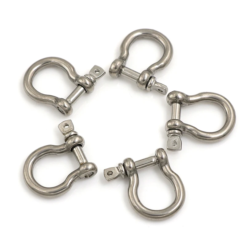 5pcs M4 304 Stainless Bow Shackle Steel Screw Pin Shackle Bow Rigging