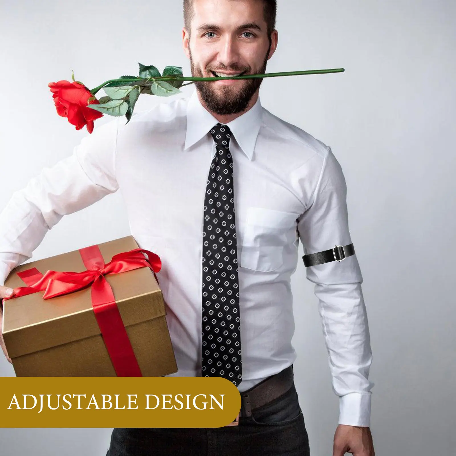 

2Pcs Adjustable Sleeve Garters for Men and Women Stylish Shirt Sleeve Holders Formal Wear Arm Cuffs for Weddings Proms Business