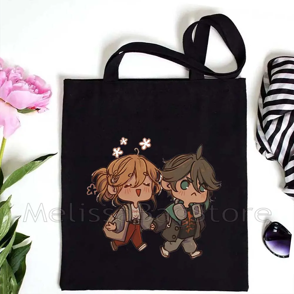 Cute Genshin Impact Anime Gifts Kawaii Hu Tao Alhaitham Cyno Venti Zhongli Haikaveh Collei Dori Canvas Tote Bag Shopper Handbag