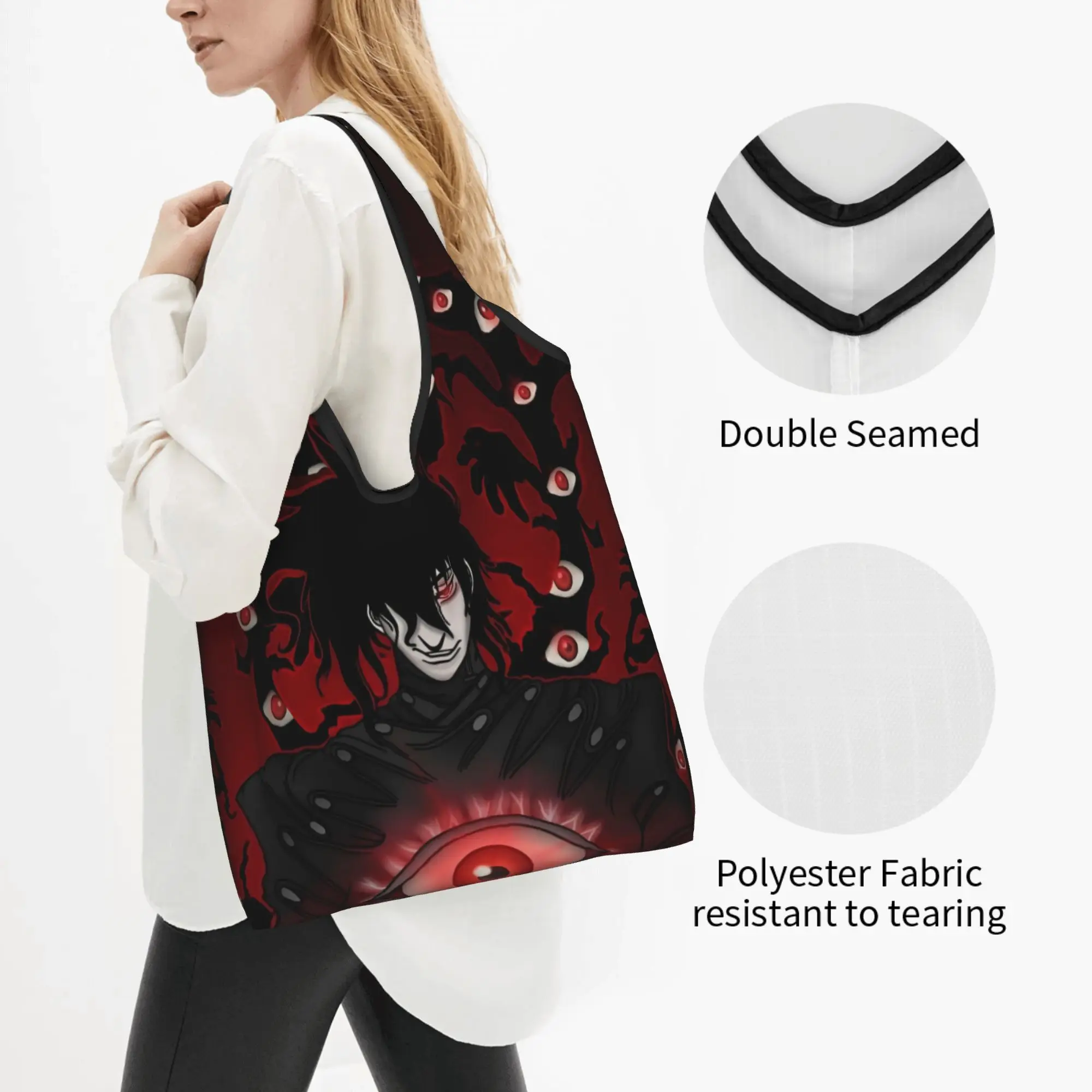 Anime Hellsing Japane Manga  Groceries Shopping Tote Bag Women Fashion  Shopper Shoulder Bag Large Capacity Handbags