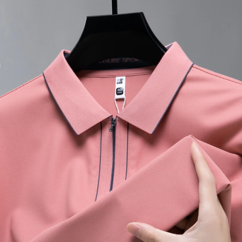 

Half-zip Pullover Stretch Business Casual Men's Polo Shirt, Summer 2025 Short-sleeve T-shirt.M-4XL