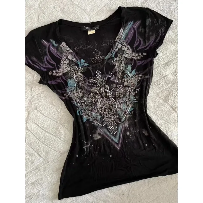 

Harajuku Gothic Style T-shirts Fashion Y2K Aesthetics Print T Shirt High Street Shirts Punk Subculture Tops Women Hottie Tees