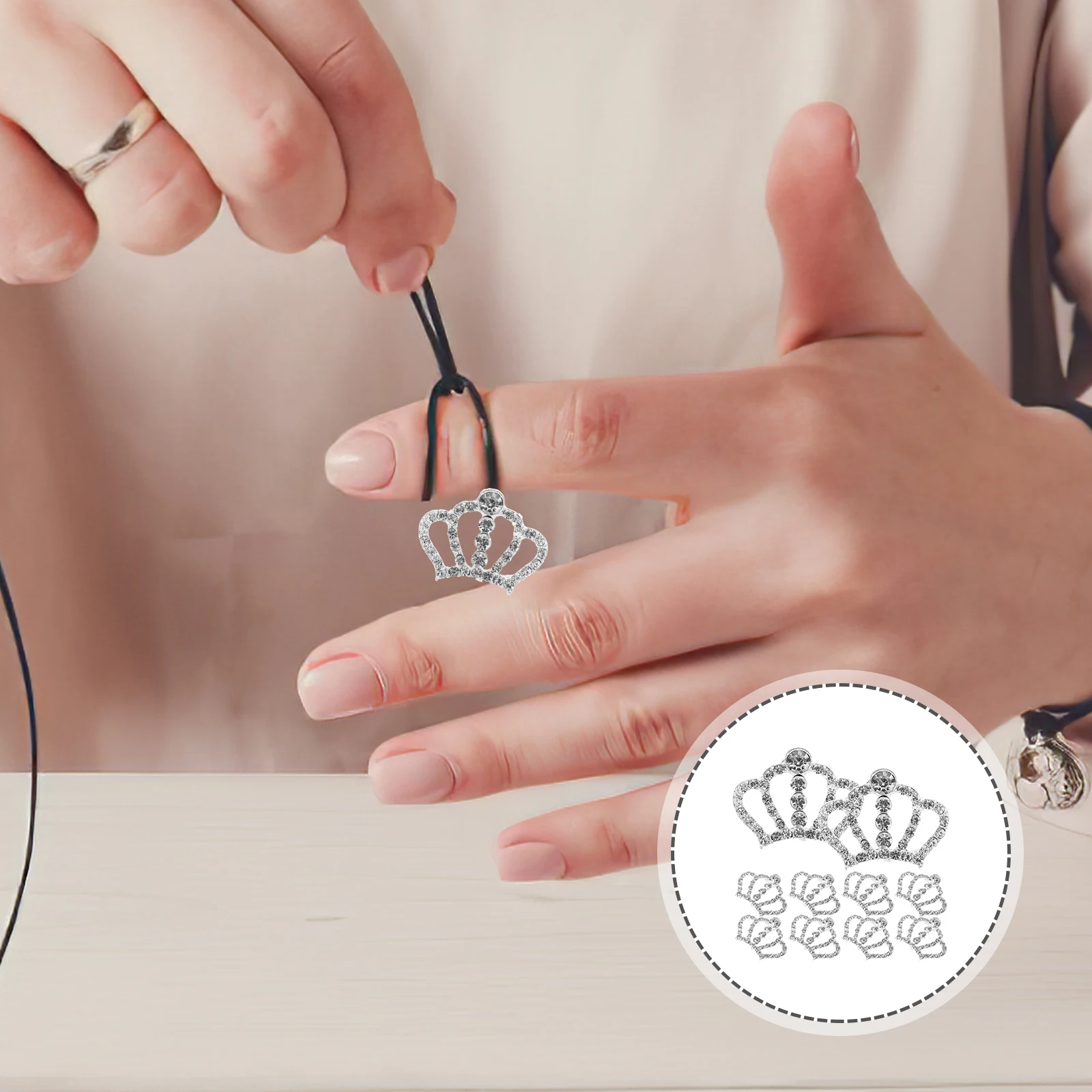 

10pcs Crown Shape Rhinestone Flat Back Embellishments for Crafts Beautiful Garland Bag Headband Cellphone Storage Decor