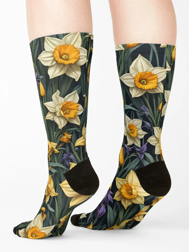 Daffodil Flower Seamless Pattern (March Birth Flower) Socks cool essential new in's bright garter Socks Woman Men's
