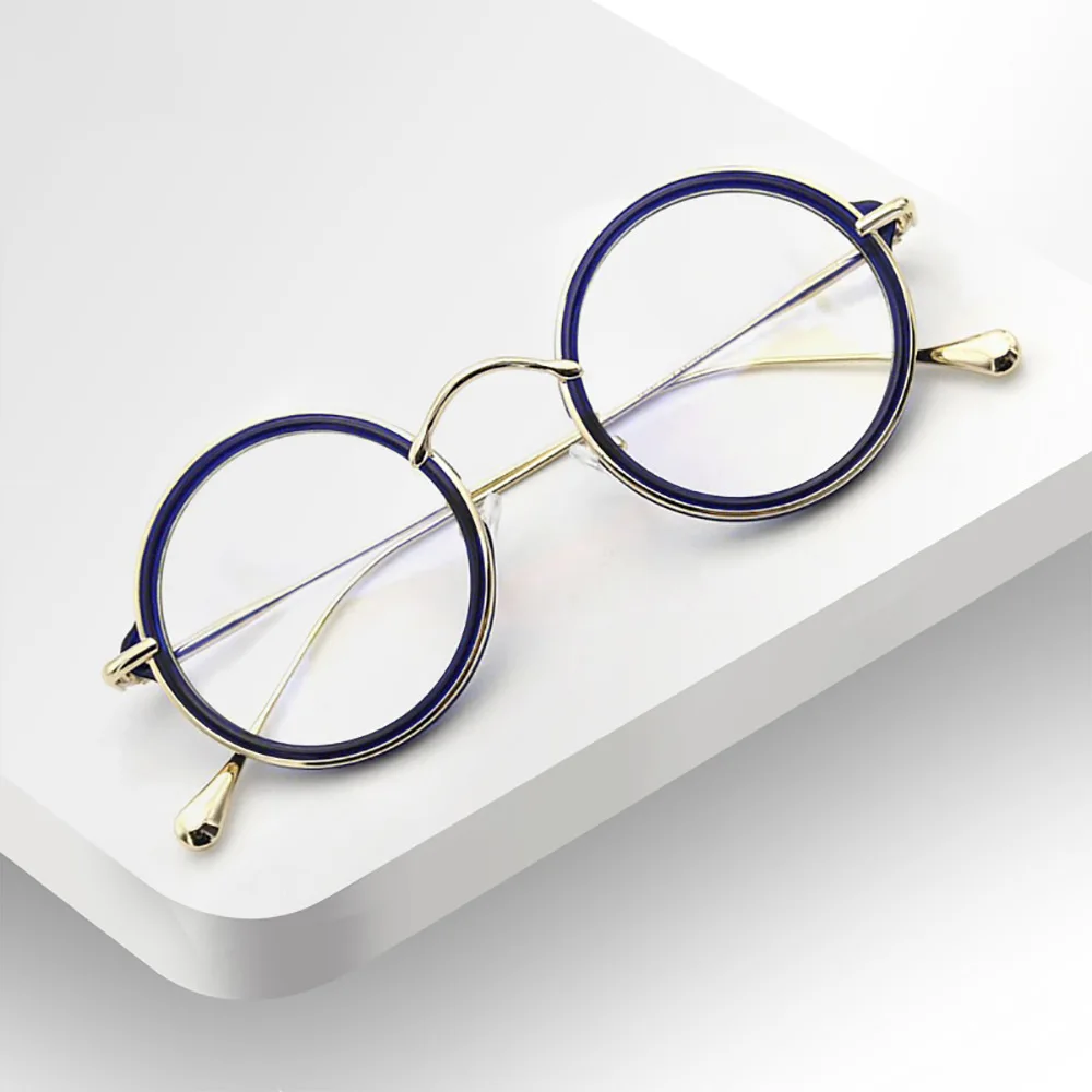 RUOBO Round Big Frame For Men Women Fashion Vintage Harajuku Students Myopia Prescription Eyeglsses Frame Metal Optical Glasses