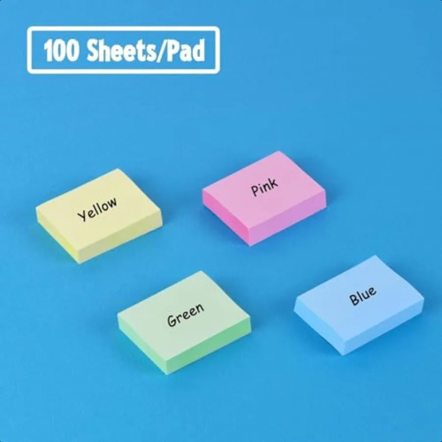 50 Lembar Sticky Notes 1.5x2 inci 5000 Lembar Catatan Tempel Kecil 4 Warna Mini Sticky Notes Pad Grosir Mudah Dipasang untuk Kantor Sekolah