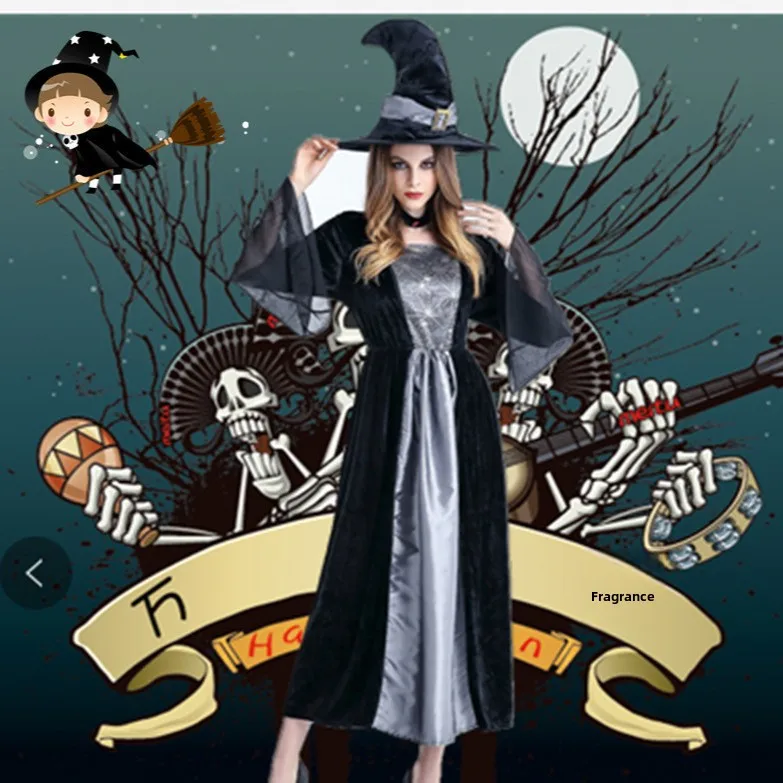 Halloween Terror Hexe Rollenspiel Kostüm Spinnennetz Muster Nachtclub Thema Par Bühnenaufführung Damen Traditionelle Kleidung