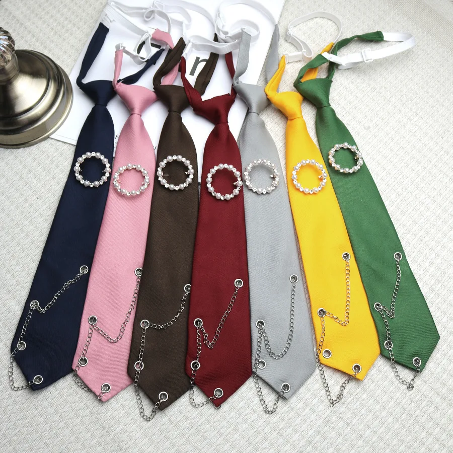 Chain Pearl Decoration No Need To Tie Tie By Hand Girls JK College Style Simple and Fashionable Versatile Shirt Accessories