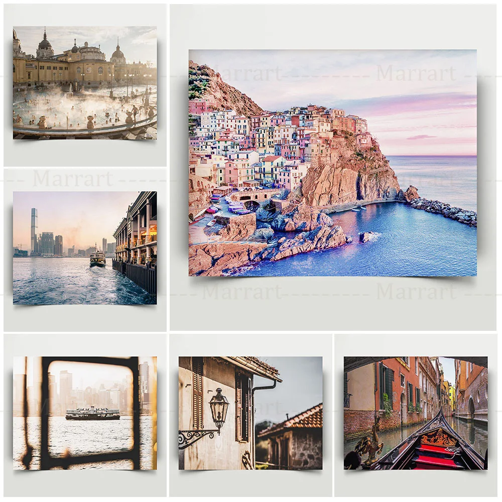

Amalfi Coast Venice Canal Photography Victoria HarbourTravel Wall Art Prints UK Architecture Vintage Poster For Gift Home Decor