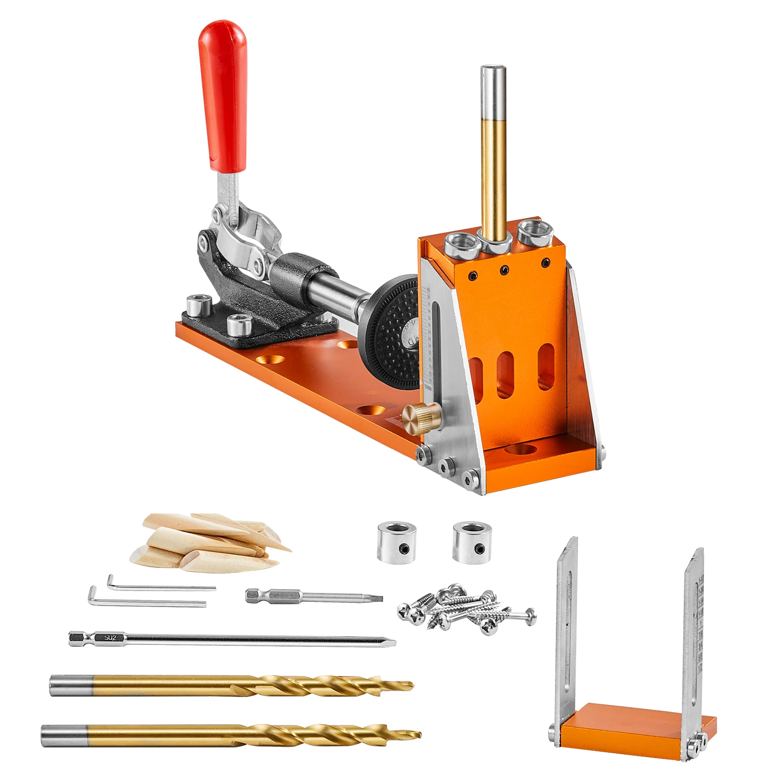 SucceBuy 30 Pcs Pocket Hole Jig Kit Adjustable & Easy to Use Pocket Hole Jig System with Step Drills Wrenches Drill Stop Rings