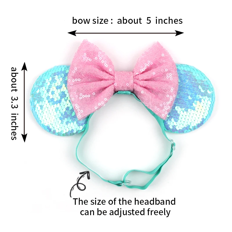 2024 Candy Color Mouse Ears Elastic Headband For Adults And Kids Adjustable Nylon Headwrap Holiday Party DIY Hair Accessories