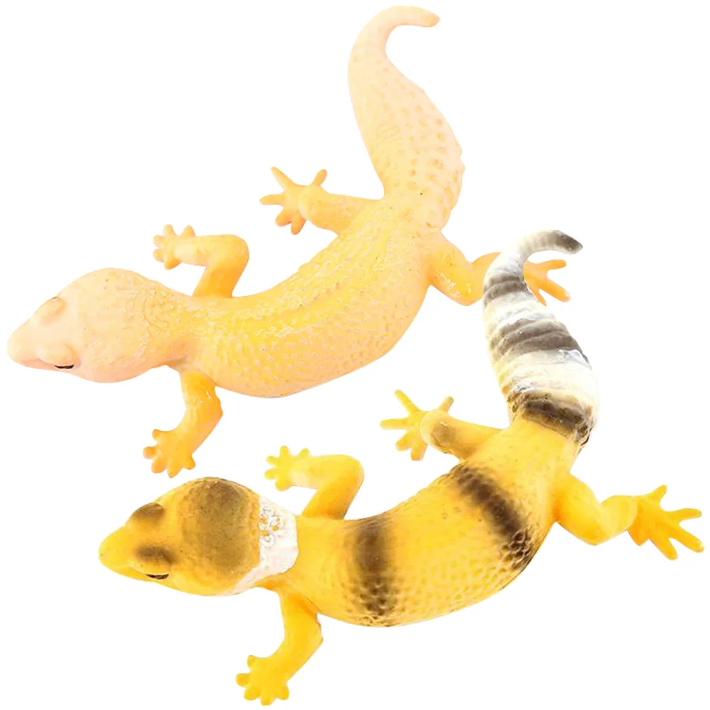 2 Pcs Simulation Gecko Animal Lizard Hammock Terrarium Prank Props Lifelike Statue Recognition Model Toddler
