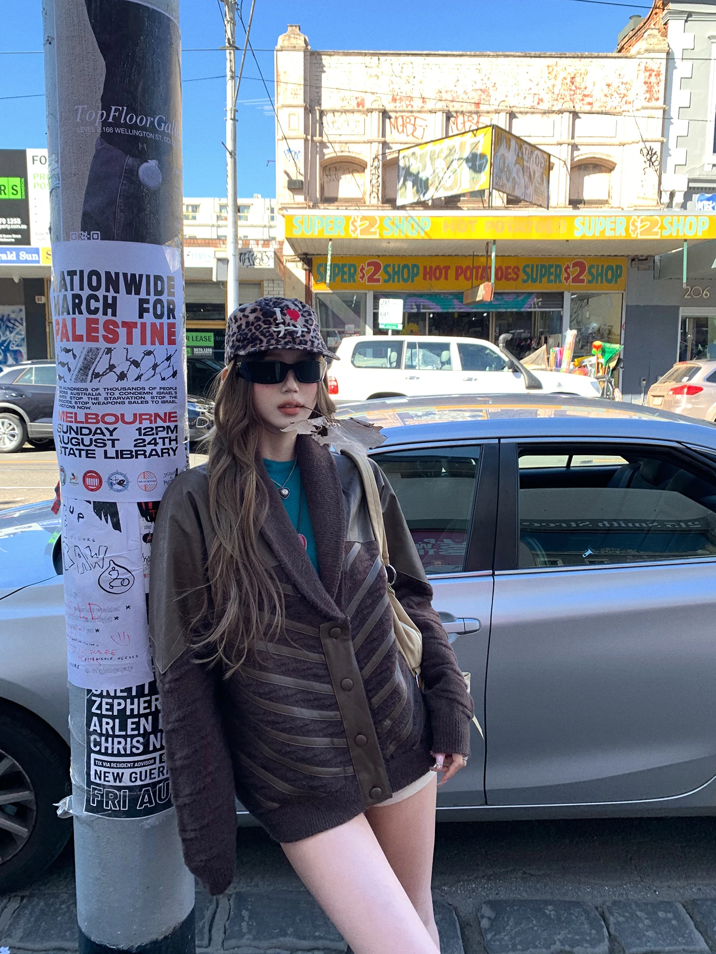 Tongiiuu Giacca Casual Retrò in Pelle e Pelliccia Patchwork, Cappotto Lungo da Donna Vestibilità Ampia per Uso Quotidiano