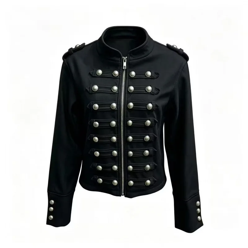 Streetwear Casual Button Short Jacket Women Fashion Autumn Winter Stand Collar Long Sleeve Cropped Jacket Harajuku Outerwear
