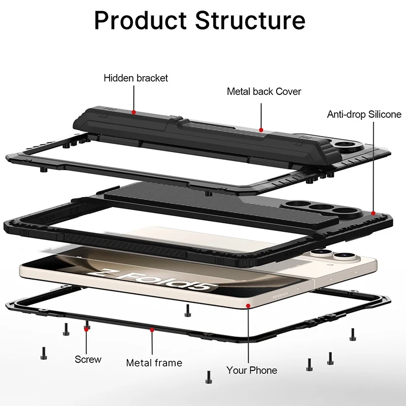 Imagem -02 - Capa Super Armadura para Samsung Galaxy z Fold 3-prova Silicone Liga de Alumínio Capa Completa com Suporte Dobrável à Prova de Choque 6