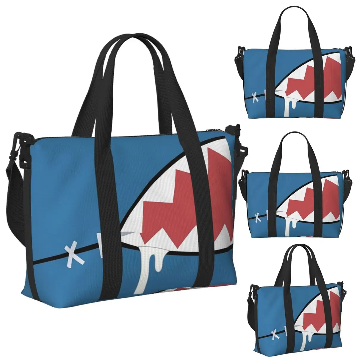 

Custom Gawr Gura Shark Mouth Beach Travel Bag Large Capacity Tote Bags for Gym Yoga Women Shopping Duffle Shoulder Bag