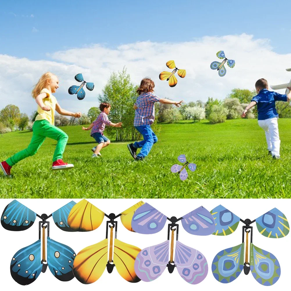 Magic Butterfly Wind Up Rubber Band Flying Butterfly Party Magic Trick Toy PropsTricks for Kids Surprise Gifts