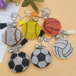Sparkling Rhinestone Volleyball Keychain Cute Ball Pendant Alloy Car Key for Ladies Children's New Year Gift